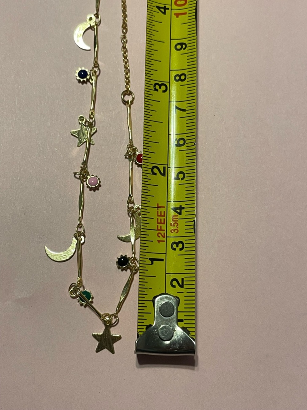 Gold Tone Moon & Stars Multi Color Necklace #9593 💎 - Picture 5 of 9